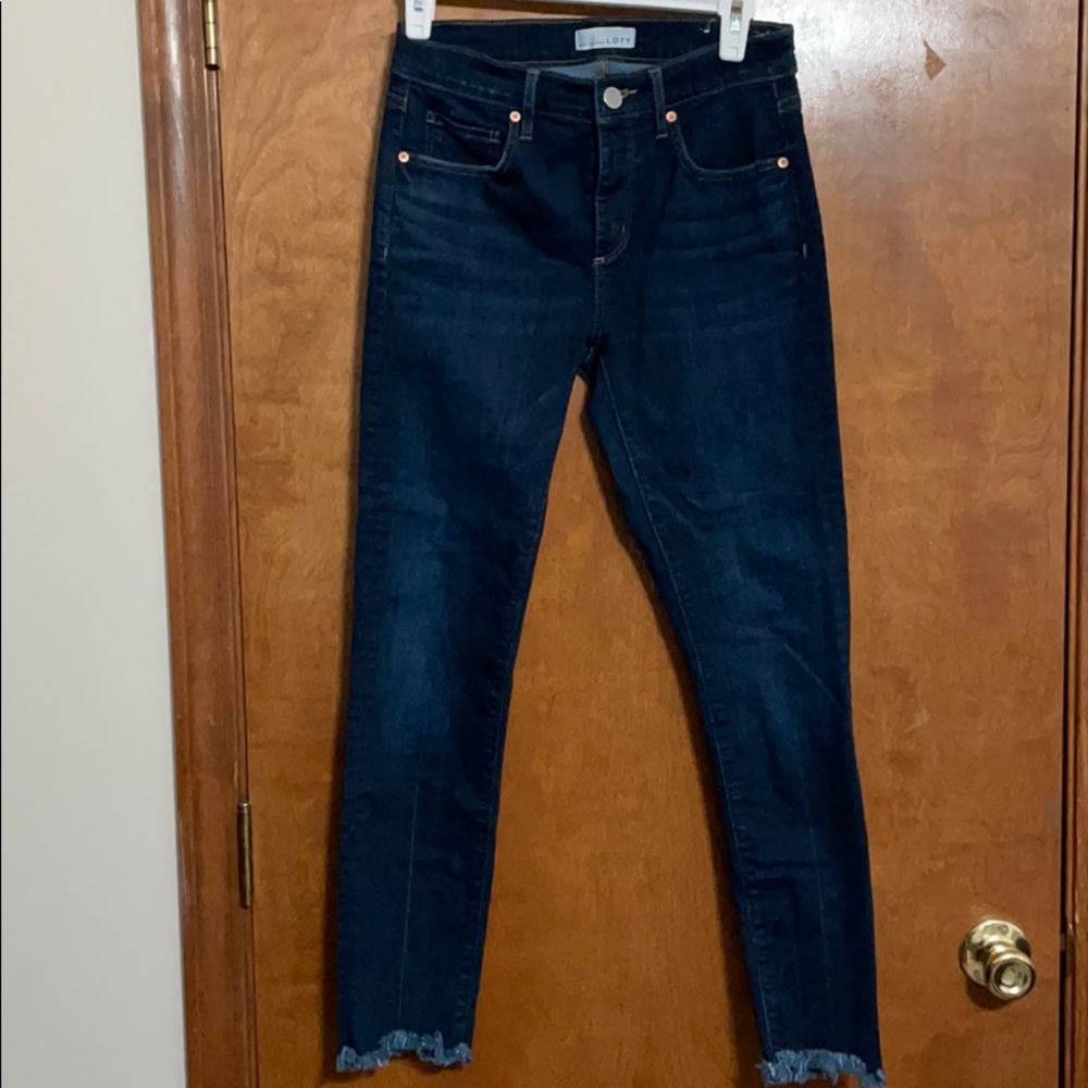 Loft Skinny Jeans with Ripped Bottoms